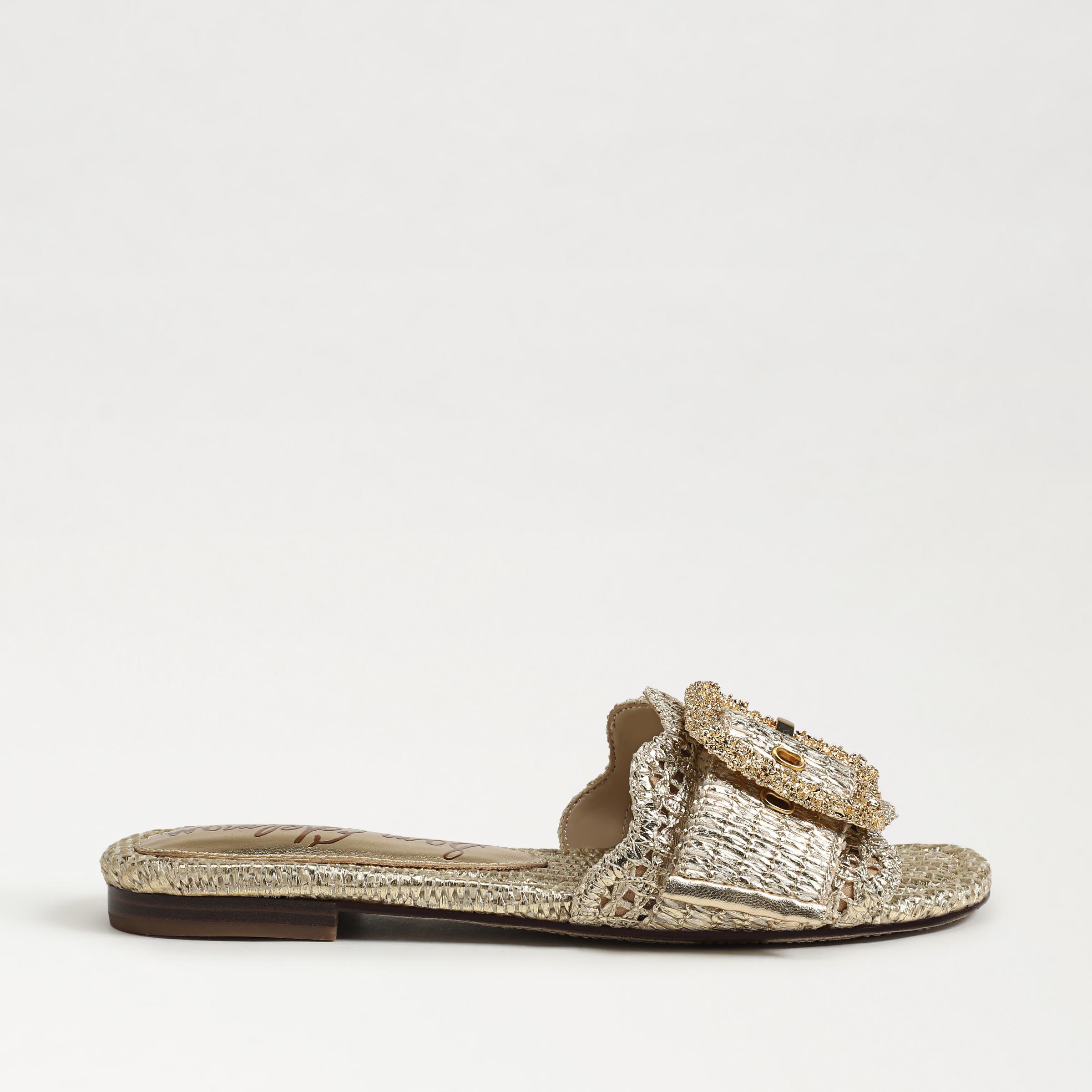sandals featuring bambi in amber gold