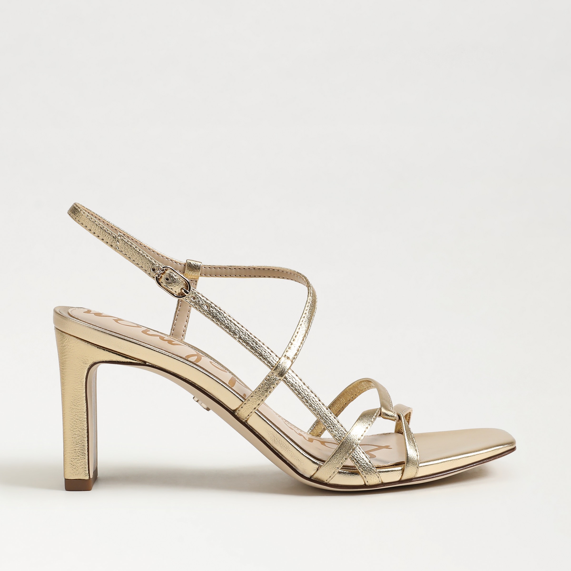 heels featuring the emmie in amber gold