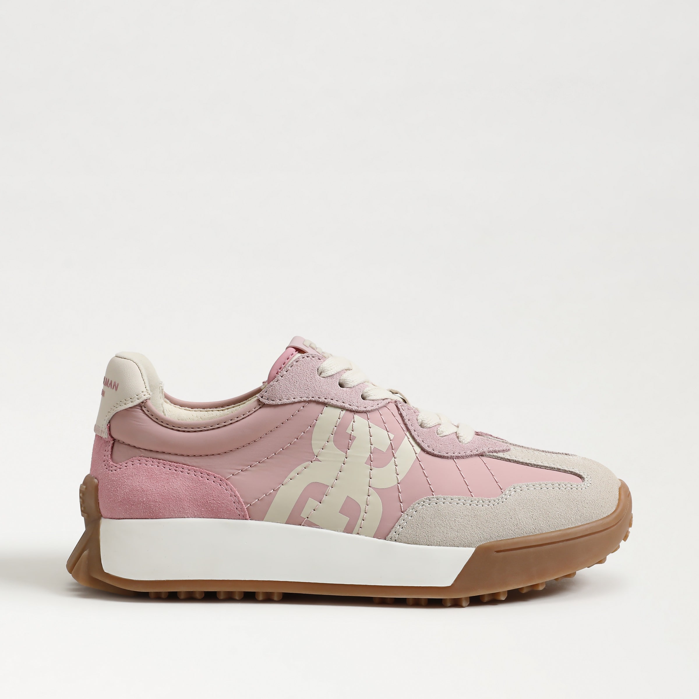 sneakers featuring the langley retro sneaker in rose blush and white
