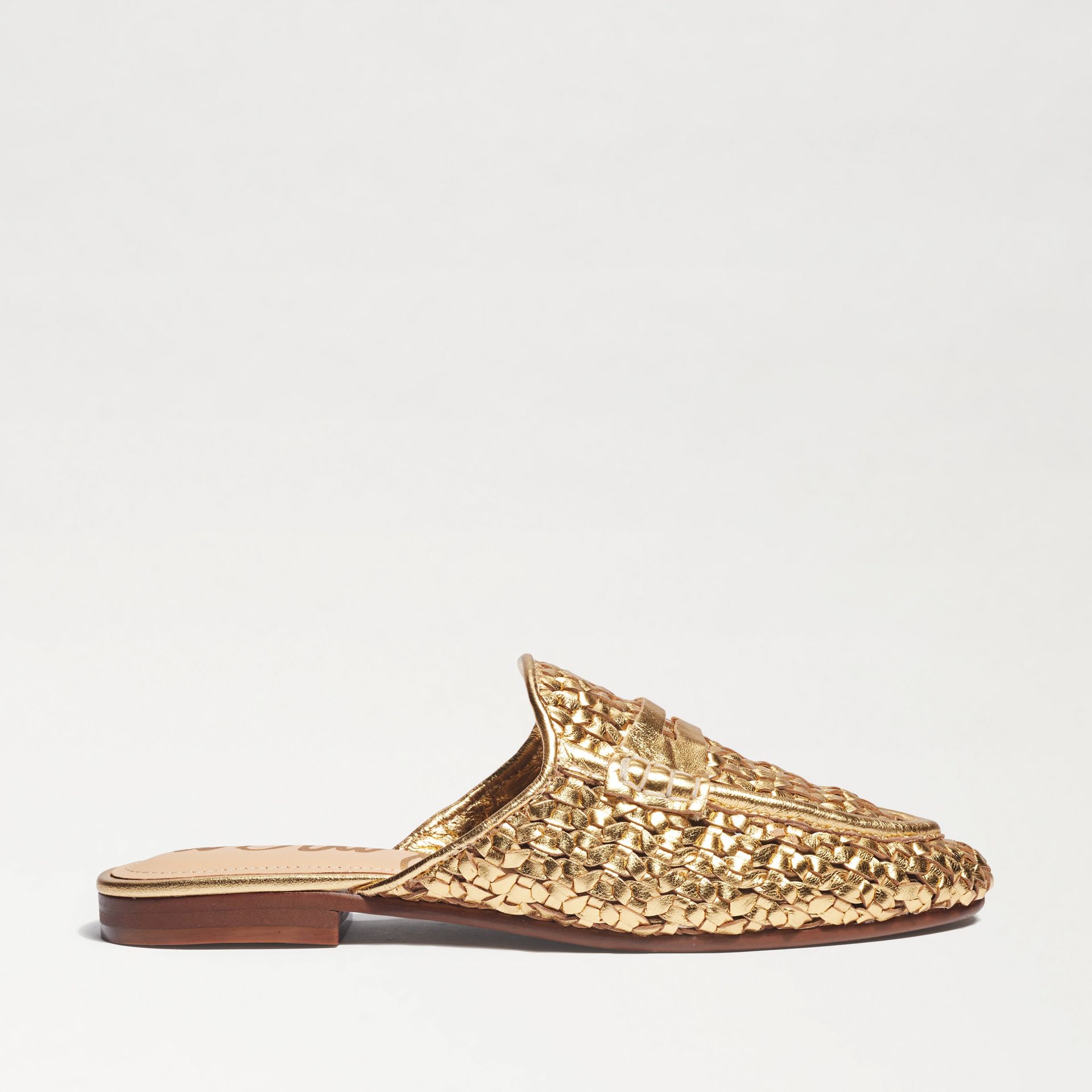 Sam Edelman Tullie woven mule in amber gold leather