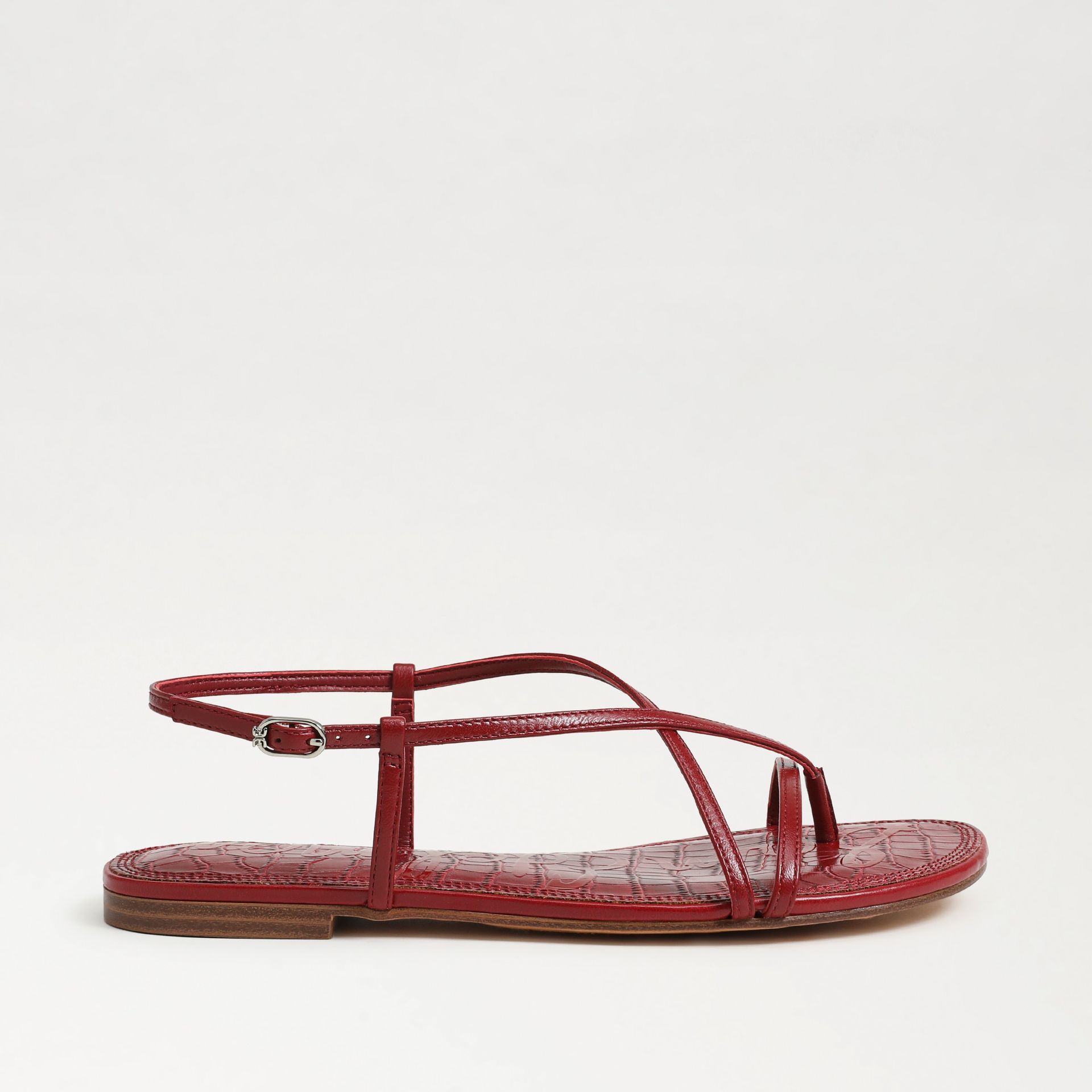 Sam Edelman Calla strappy flat sandal in deep scarlet leather