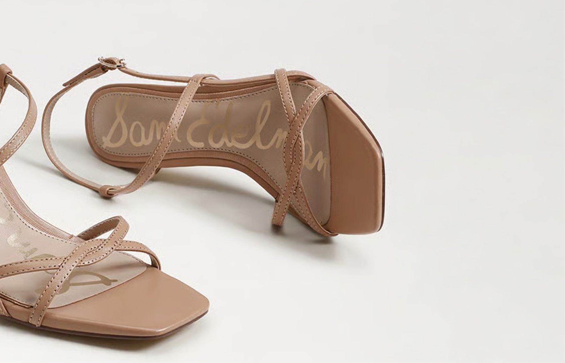 elissa strappy heel sandal in French Sand Leather