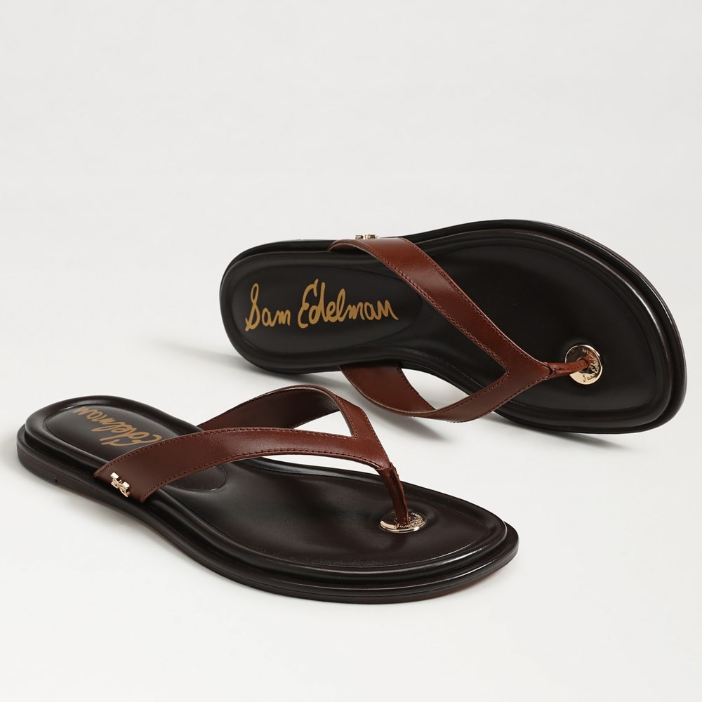 (取寄) サムエデルマン レディース レミ Sam Edelman women Remi Burnt Brandy Sam Edelman Remi Leather Flip Flop | Womens Sandals