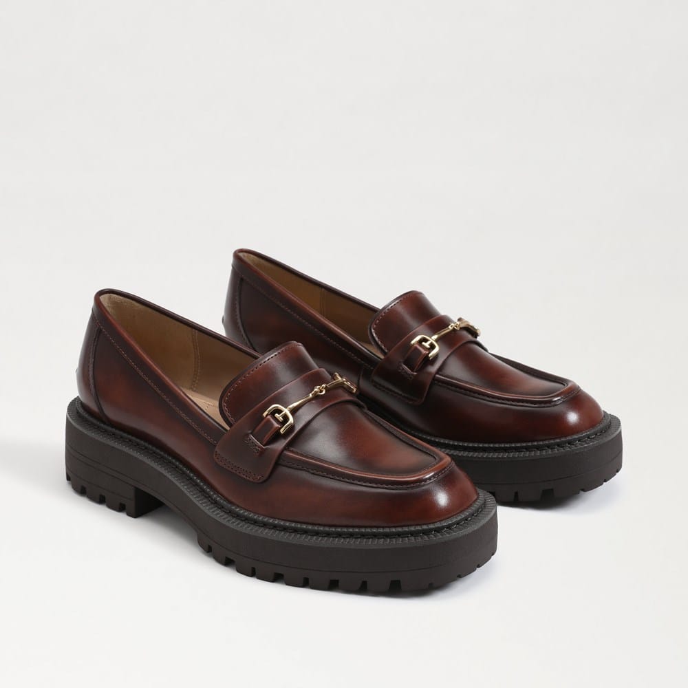 Sam Edelman Brandy Leather Women’s Loafers Sz 6.5 M New Sam Edelman Laurs Spiced Brandy Rounded Toe Slip On Chunky  main image 3