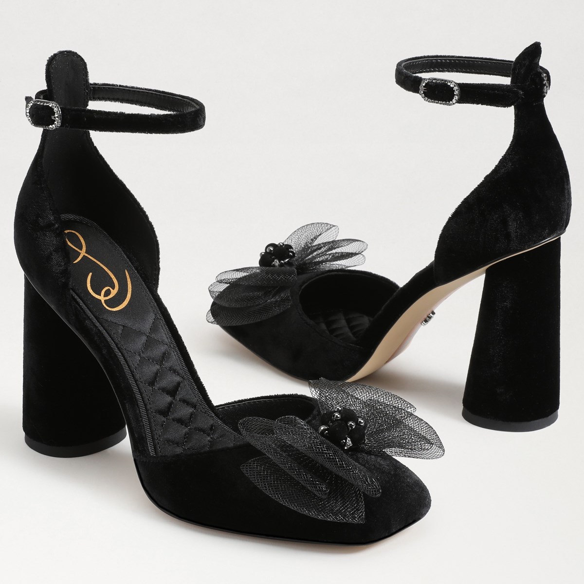 Sam edelman black ankle strap heels outlet