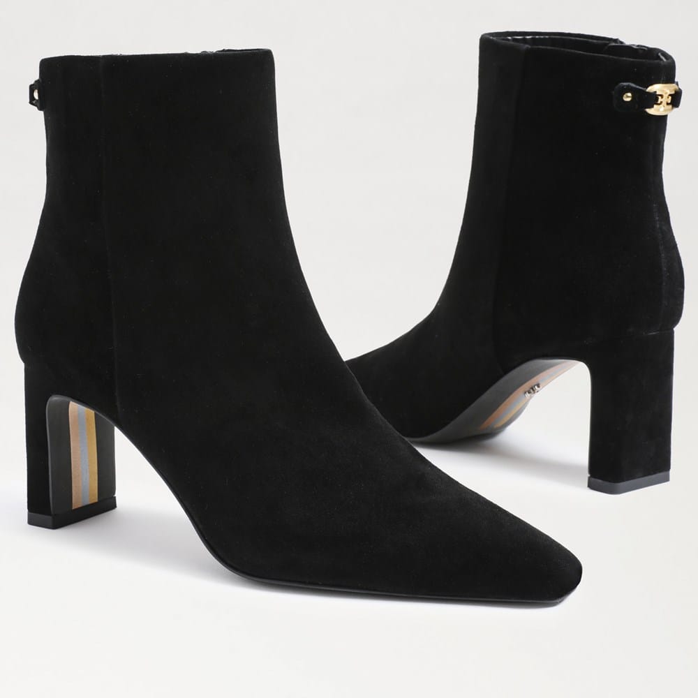 Sam Edelman Saige Stivaletti Donna Pelle Nera 36 EU | Tacco 7 Cm Con Dettaglio Architettonico