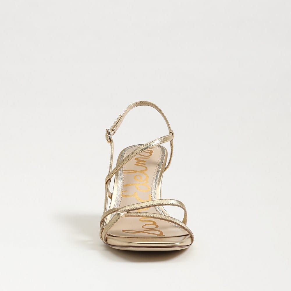 Sandales Gladiator Sam Edelman KAMILLE - Taille 7.5 - Cuir Doré/beige - Fermeture éclair Arrière - Occasion