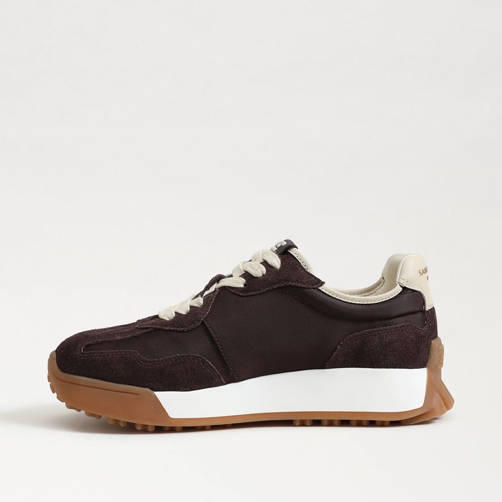 Sam Edelman Langley Sneaker Donna – Pelle Scamosciata, Ispirazione Vintage, Tacco 3,8 Cm, Bianco/Marrone/Nero, Taglia 37 EU
