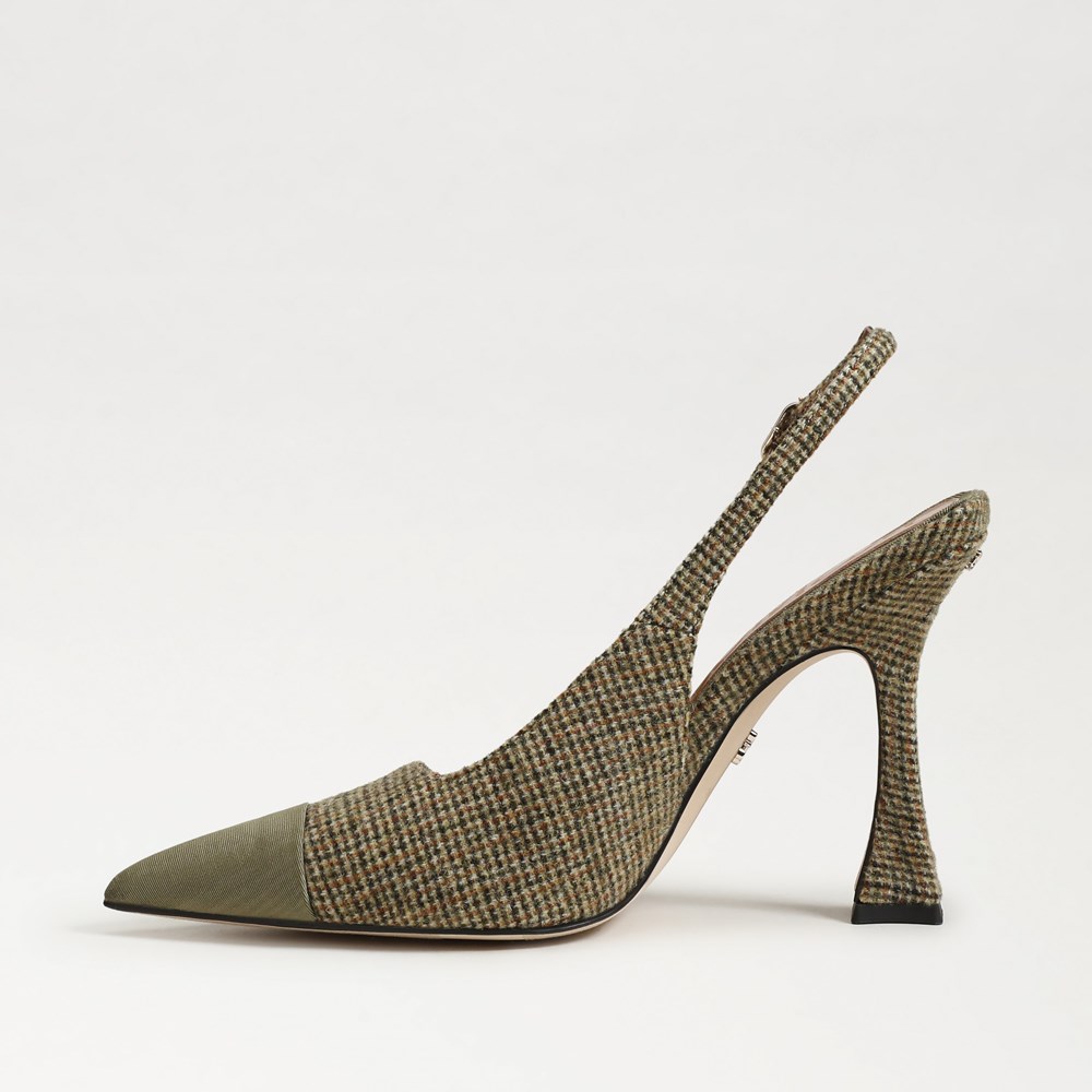 (取寄) サムエデルマン レディース オデット 2 スリングバック シューズ Sam Edelman women Odette 2 Slingback Shoes Olive Branch Plaid Multi Sam Edelman Odette Cap Toe Slingback Pump | Womens Heels