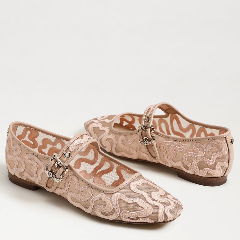 (取寄) サムエデルマン レディース ミカエラ メッシュ 2 Sam Edelman women Michaela Mesh 2 Natural Floral Crochet Sam Edelman Michaela Mesh Mary Jane Flat | Womens Flats and Loafers